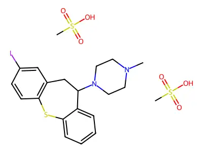 1-(10,11-Dihydro-2-iododibenzo(b,f)thiepin-10-yl)-4-methylpiperazine methanesulfonate hydrate structure