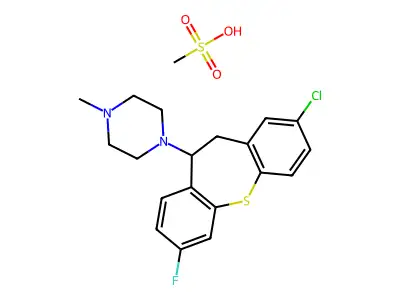 2-Chloro-7-fluoro-10-(4-methylpiperazino)-10,11-dihydrodibenzo(b,f)thiepin methanesulfonate structure