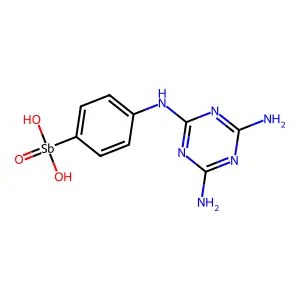 [4-[(4,6-Diamino-1,3,5-triazin-2-yl)amino]phenyl]stibonic acid structure