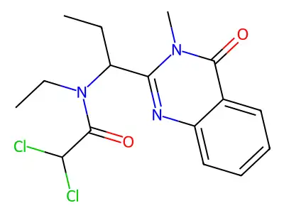 2,2-Dichloro-N-ethyl-N-[1-(3-methyl-4-oxo-3,4-dihydroquinazolin-2-yl)propyl]acetamide structure