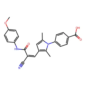 4-(3-{2-cyano-3-[(4-methoxyphenyl)amino]-3-oxo-1-propen-1-yl}-2,5-dimethyl-1H-pyrrol-1-yl)benzoic acid structure