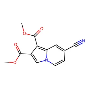 Dimethyl 7-cyanoindolizine-1,2-dicarboxylate structure