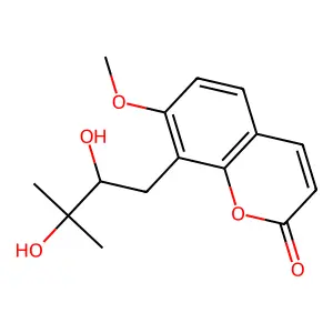 8-[(2R)-2,3-dihydroxy-3-methylbutyl]-7-methoxychromen-2-one structure