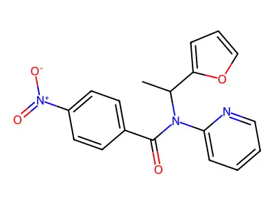 N-[1-(furan-2-yl)ethyl]-4-nitro-N-pyridin-2-ylbenzamide structure