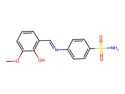 4-{[(1E)-(2-hydroxy-3-methoxyphenyl)methylene]amino}benzenesulfonamide structure
