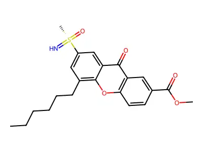 Methyl 5-hexyl-7-(methylsulfonimidoyl)-9-oxoxanthene-2-carboxylate structure