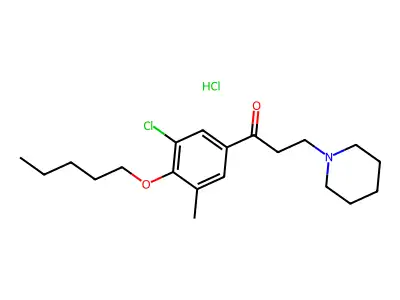 Propiophenone, 3'-chloro-5'-methyl-4'-pentyloxy-3-piperidino-, hydrochloride structure