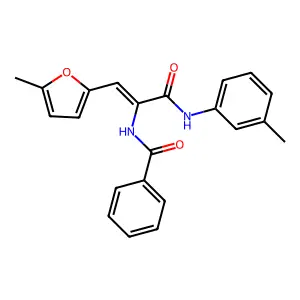 N-[3-(3-methylanilino)-1-(5-methylfuran-2-yl)-3-oxoprop-1-en-2-yl]benzamide structure
