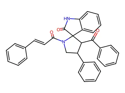 3'-benzoyl-4'-phenyl-1'-(3-phenylprop-2-enoyl)spiro[1H-indole-3,2'-pyrrolidine]-2-one structure