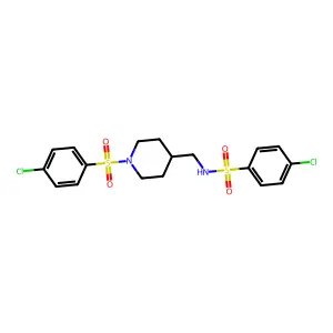 4-chloro-N-[[1-(4-chlorophenyl)sulfonylpiperidin-4-yl]methyl]benzenesulfonamide structure