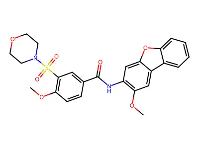 Benzamide, 4-methoxy-N-(2-methoxy-3-dibenzofuranyl)-3-(4-morpholinylsulfonyl)- structure