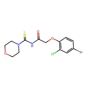 2-(4-bromo-2-chlorophenoxy)-N-(morpholine-4-carbothioyl)acetamide structure