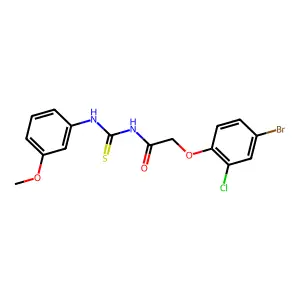 2-(4-bromo-2-chlorophenoxy)-N-[(3-methoxyphenyl)carbamothioyl]acetamide structure
