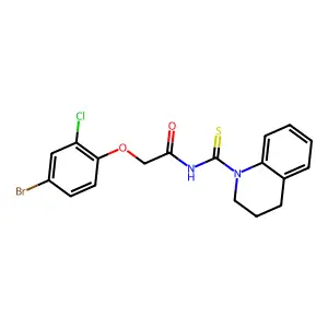 2-(4-bromo-2-chlorophenoxy)-N-(3,4-dihydro-2H-quinoline-1-carbothioyl)acetamide structure