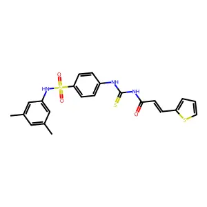(2E)-N-({4-[(3,5-dimethylphenyl)sulfamoyl]phenyl}carbamothioyl)-3-(thiophen-2-yl)prop-2-enamide structure