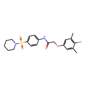 2-(4-chloro-3,5-dimethylphenoxy)-N-[4-(1-piperidinylsulfonyl)phenyl]acetamide structure
