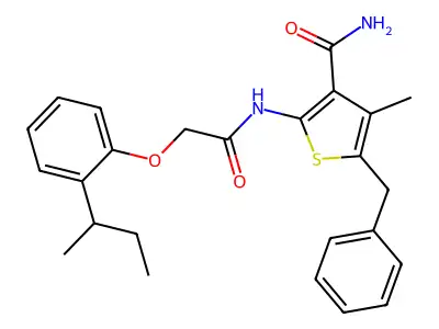5-Benzyl-2-{[(2-sec-butylphenoxy)acetyl]amino}-4-methyl-3-thiophenecarboxamide structure