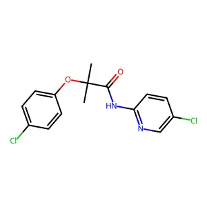 2-(4-chlorophenoxy)-N-(5-chloropyridin-2-yl)-2-methylpropanamide structure