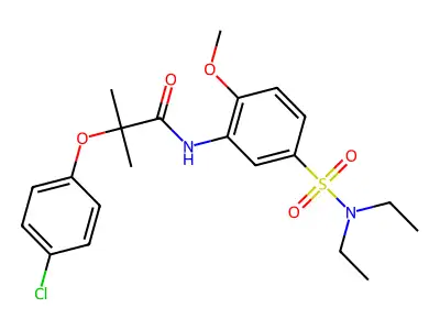 2-(4-chlorophenoxy)-N-[5-(diethylsulfamoyl)-2-methoxyphenyl]-2-methylpropanamide structure