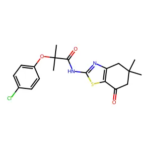 2-(4-chlorophenoxy)-N-(5,5-dimethyl-7-oxo-4,5,6,7-tetrahydro-1,3-benzothiazol-2-yl)-2-methylpropanamide structure