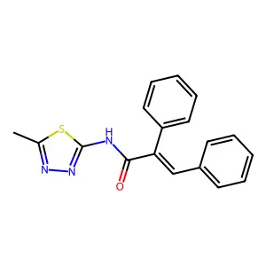 (E)-N-(5-methyl-1,3,4-thiadiazol-2-yl)-2,3-diphenylprop-2-enamide structure
