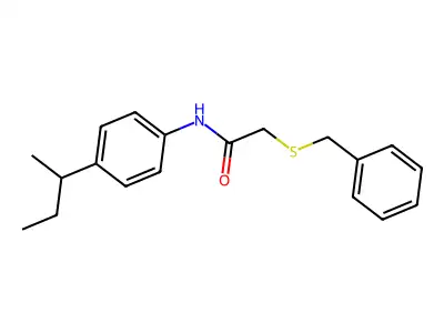 2-(benzylsulfanyl)-N-[4-(butan-2-yl)phenyl]acetamide structure