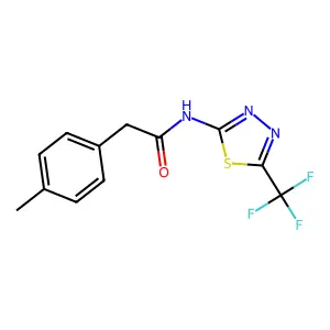 2-(4-methylphenyl)-N-[5-(trifluoromethyl)-1,3,4-thiadiazol-2-yl]acetamide structure