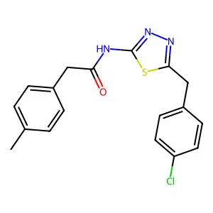 N-[5-[(4-chlorophenyl)methyl]-1,3,4-thiadiazol-2-yl]-2-(4-methylphenyl)acetamide structure