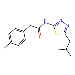 2-(4-methylphenyl)-N-[5-(2-methylpropyl)-1,3,4-thiadiazol-2-yl]acetamide structure