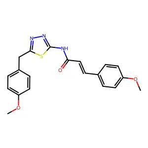 (2E)-N-[5-(4-methoxybenzyl)-1,3,4-thiadiazol-2-yl]-3-(4-methoxyphenyl)prop-2-enamide structure