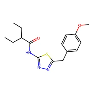 2-ethyl-N-[5-(4-methoxybenzyl)-1,3,4-thiadiazol-2-yl]butanamide structure