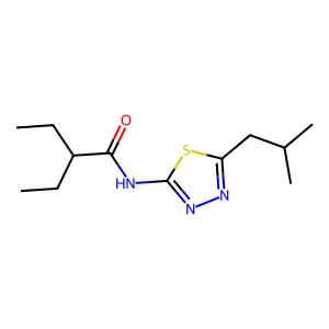 2-ethyl-N-[5-(2-methylpropyl)-1,3,4-thiadiazol-2-yl]butanamide structure
