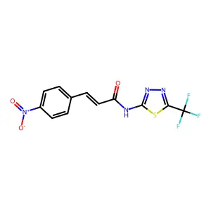 (E)-3-(4-nitrophenyl)-N-[5-(trifluoromethyl)-1,3,4-thiadiazol-2-yl]prop-2-enamide structure