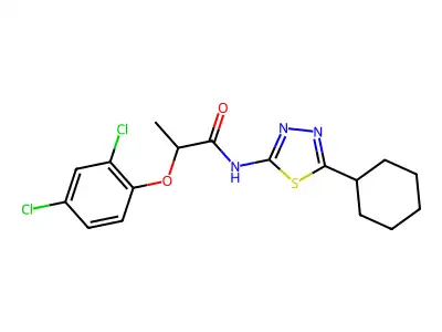 N-(5-cyclohexyl-1,3,4-thiadiazol-2-yl)-2-(2,4-dichlorophenoxy)propanamide structure