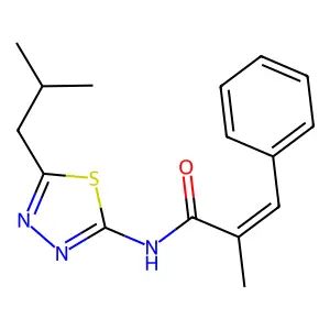 (E)-2-methyl-N-[5-(2-methylpropyl)-1,3,4-thiadiazol-2-yl]-3-phenylprop-2-enamide structure