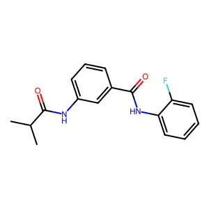 N-(2-fluorophenyl)-3-(2-methylpropanoylamino)benzamide structure
