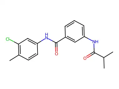 N-(3-chloro-4-methylphenyl)-3-(2-methylpropanoylamino)benzamide structure