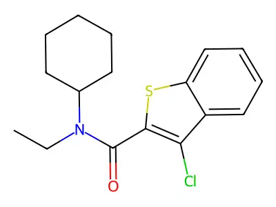 3-chloro-N-cyclohexyl-N-ethyl-1-benzothiophene-2-carboxamide structure
