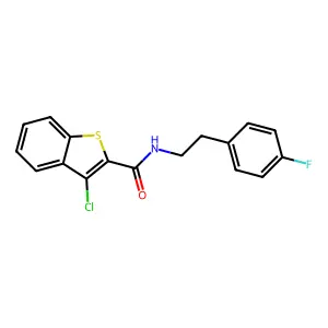 3-chloro-N-[2-(4-fluorophenyl)ethyl]-1-benzothiophene-2-carboxamide structure