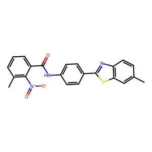 3-methyl-N-[4-(6-methyl-1,3-benzothiazol-2-yl)phenyl]-2-nitrobenzamide structure