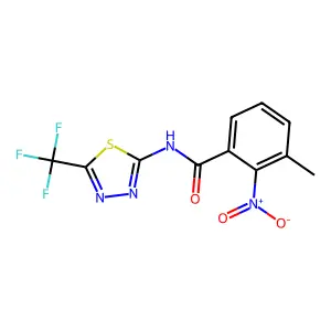 3-methyl-2-nitro-N-[5-(trifluoromethyl)-1,3,4-thiadiazol-2-yl]benzamide structure