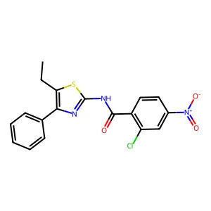 2-chloro-N-(5-ethyl-4-phenyl-1,3-thiazol-2-yl)-4-nitrobenzamide structure