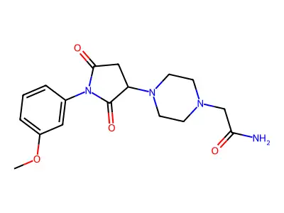 2-{4-[1-(3-Methoxyphenyl)-2,5-dioxopyrrolidin-3-yl]piperazin-1-yl}acetamide structure