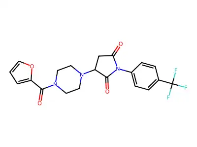 3-[4-(furan-2-carbonyl)piperazin-1-yl]-1-[4-(trifluoromethyl)phenyl]pyrrolidine-2,5-dione structure
