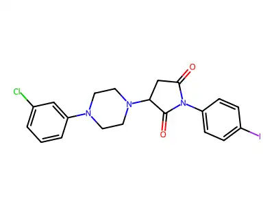 3-[4-(3-Chlorophenyl)piperazin-1-yl]-1-(4-iodophenyl)pyrrolidine-2,5-dione structure