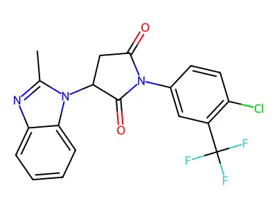 1-[4-chloro-3-(trifluoromethyl)phenyl]-3-(2-methylbenzimidazol-1-yl)pyrrolidine-2,5-dione structure