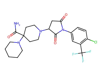 1'-{1-[4-chloro-3-(trifluoromethyl)phenyl]-2,5-dioxopyrrolidin-3-yl}-1,4'-bipiperidine-4'-carboxamide structure