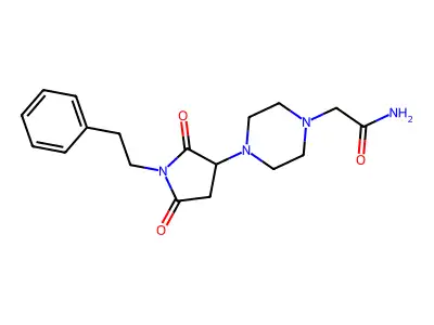 2-{4-[2,5-Dioxo-1-(2-phenylethyl)pyrrolidin-3-yl]piperazin-1-yl}acetamide structure