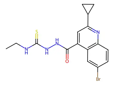 1-[(6-Bromo-2-cyclopropylquinoline-4-carbonyl)amino]-3-ethylthiourea structure