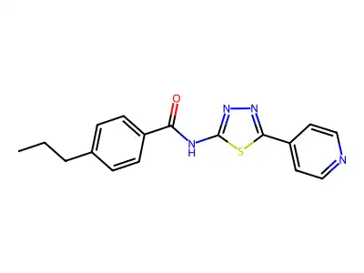 4-propyl-N-(5-pyridin-4-yl-1,3,4-thiadiazol-2-yl)benzamide structure